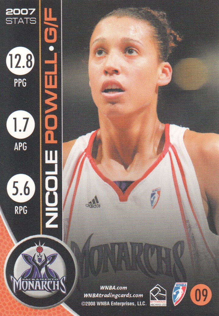 2008 WNBA #9 Nicole Powell back image