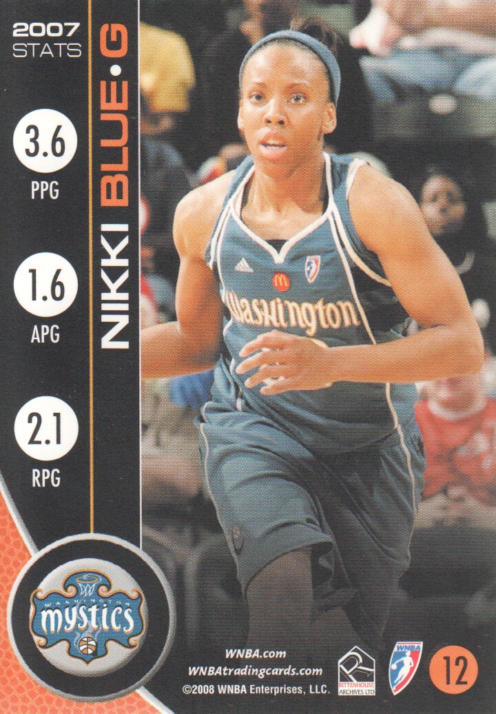 2008 WNBA #12 Nikki Blue back image