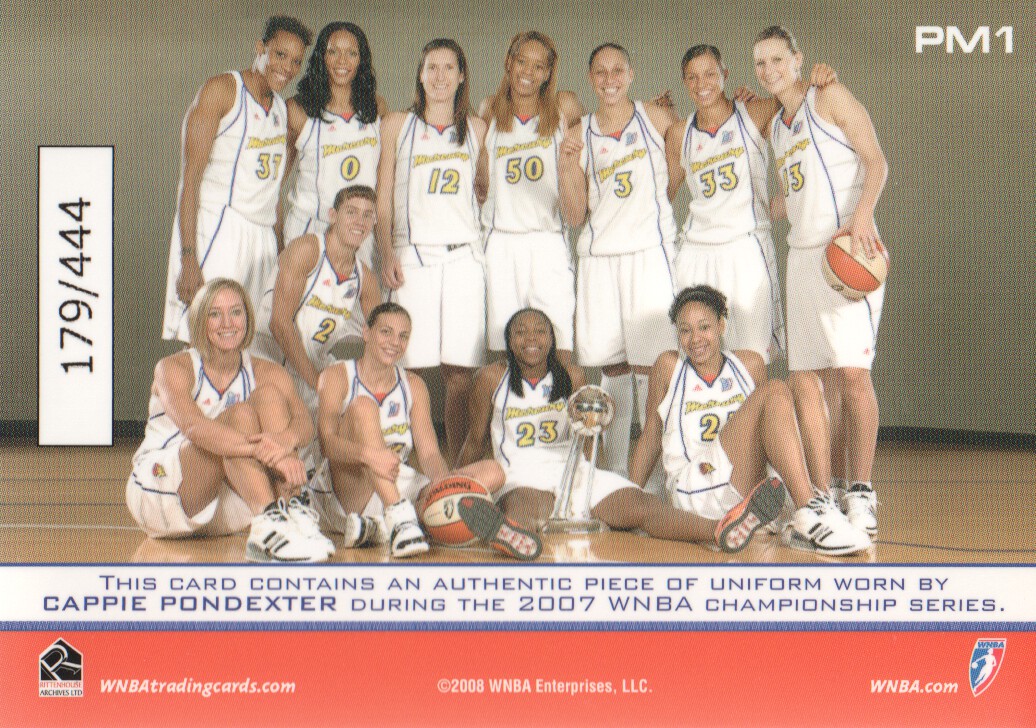 2008 WNBA Relics #PM1 Cappie Pondexter back image