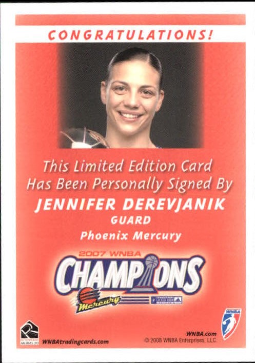 2008 WNBA Autographs #JD Jennifer Derevjanik back image