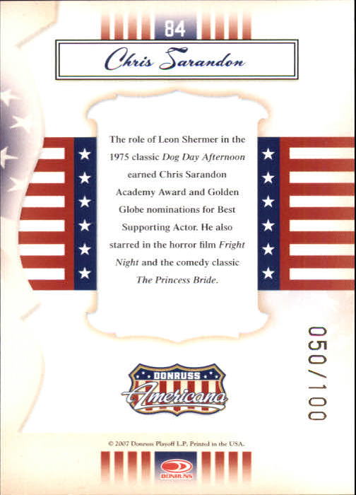 2007 Americana Gold Proofs Retail #84 Chris Sarandon back image
