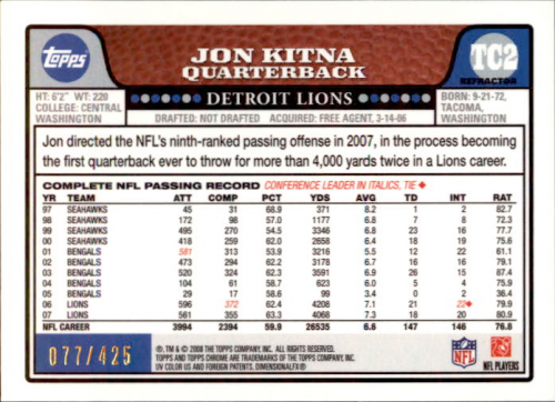 A5169- 2008 Topps Chrome FB Cards 251-275 +Inserts -You Pick- 15+ FREE US SHIP - Picture 187 of 201