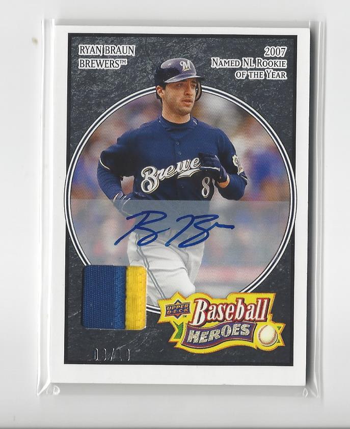 2008 Upper Deck Heroes Patch Autograph #97 Ryan Braun/10