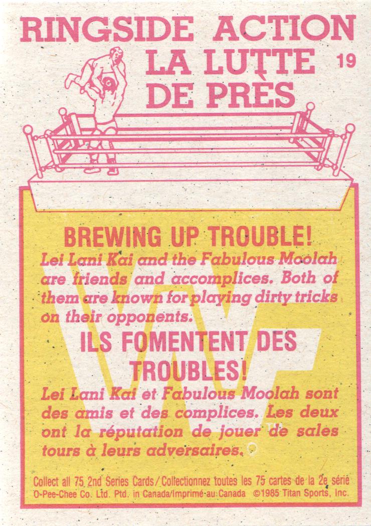 1985-86 O-Pee-Chee WWF Series 2 #19 Brewing Up Trouble! back image