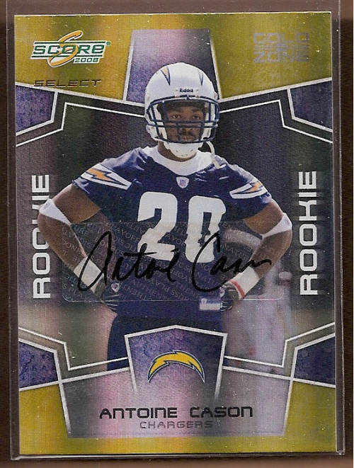 2008 Select Autographs Gold Zone #350 Antoine Cason/50