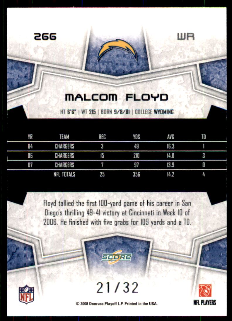2008 Select Artist's Proof #266 Malcom Floyd back image