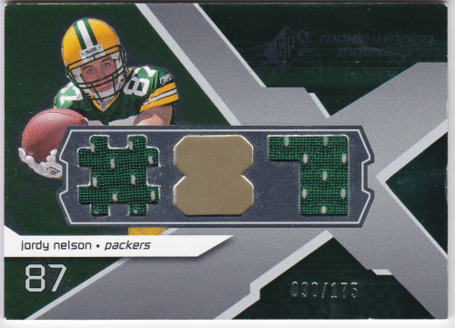 2008 SPx Rookie Materials Jersey Number Dual 175 #RMJN Jordy Nelson