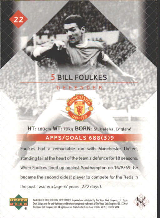 2002 Upper Deck Manchester United #22 Bill Foulkes back image