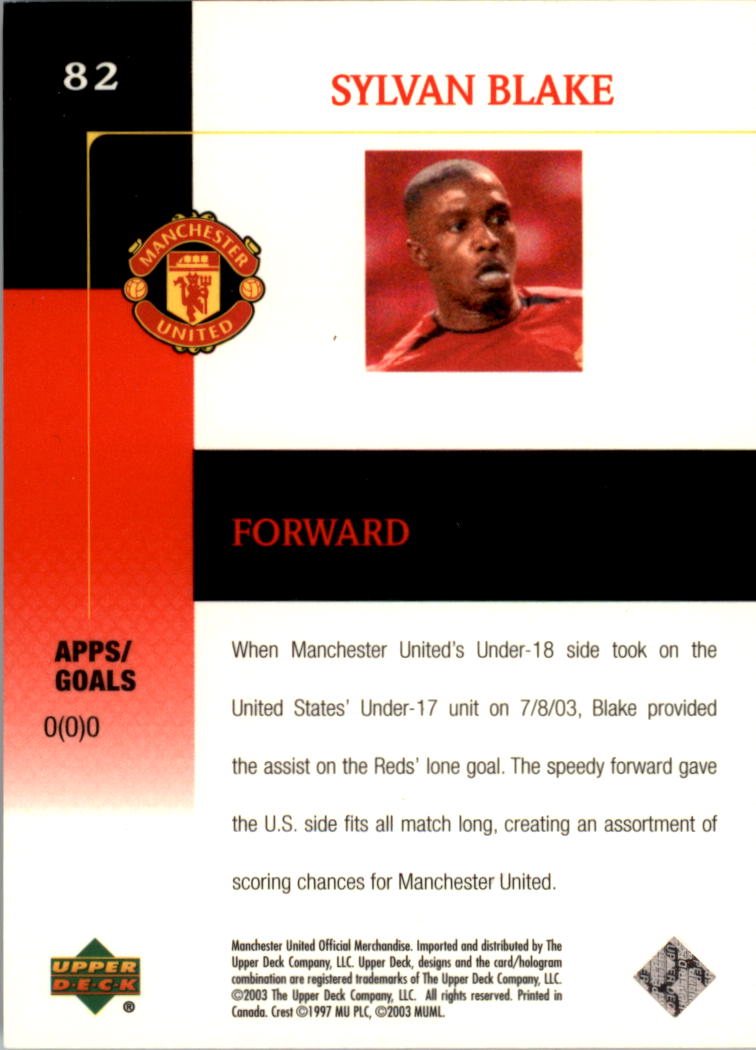 2003 Upper Deck Manchester United #82 Sylvan Blake back image