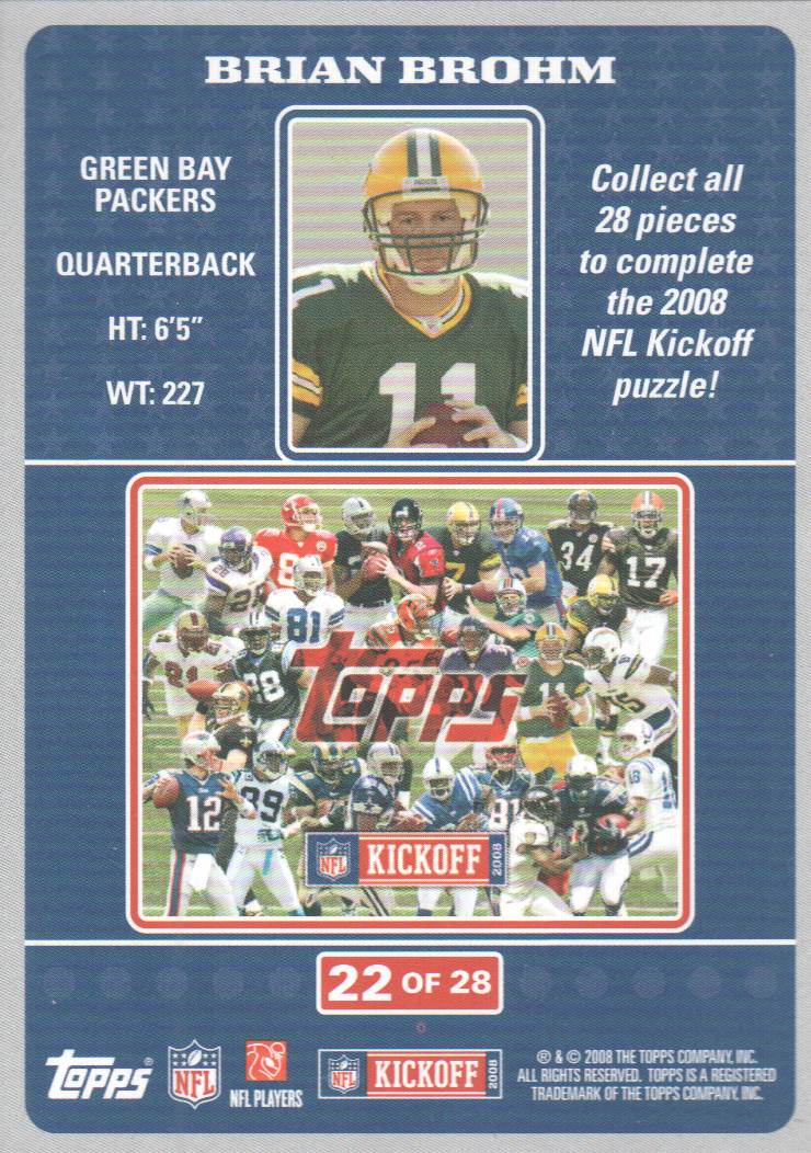 2008 Topps Kickoff Puzzle #22 Brian Brohm back image