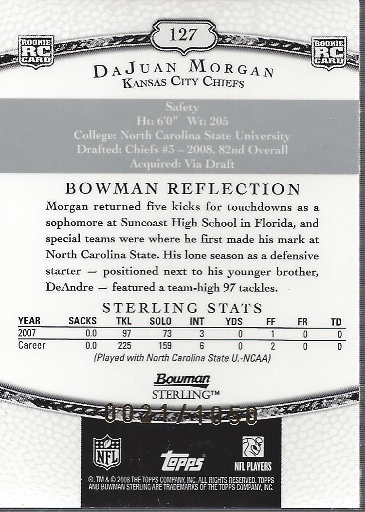 2008 Bowman Sterling Gold Rookie Autographs #127 DaJuan Morgan/1050 back image