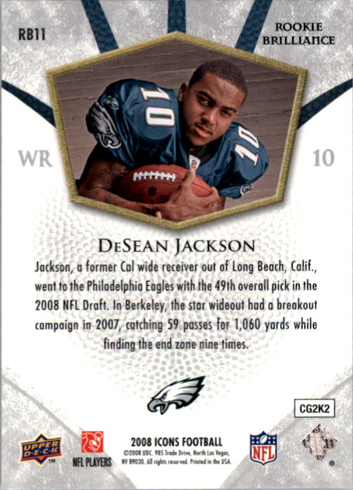 2008 Upper Deck Icons Rookie Brilliance Blue #RB11 DeSean Jackson