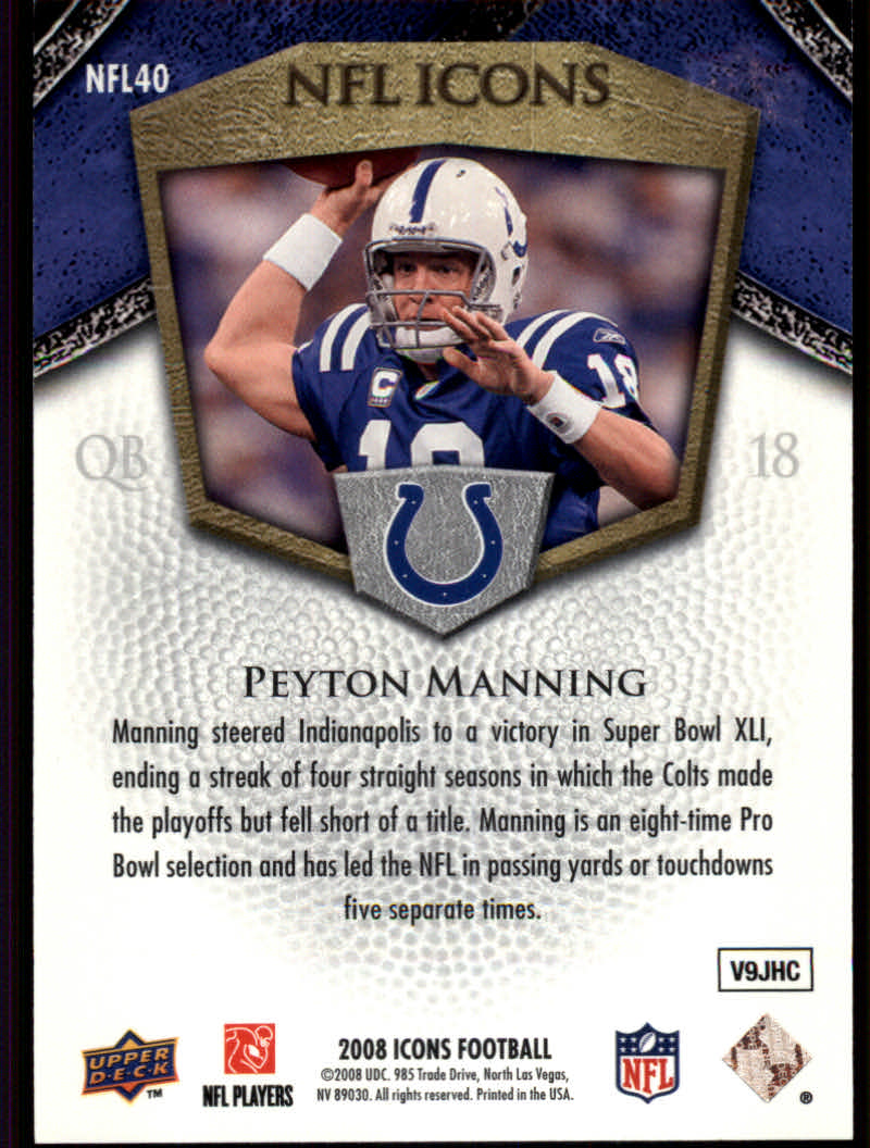 2008 Icons (Upper Deck) Football "Insert and Insert Parallel" Cards - Picture 87 of 121