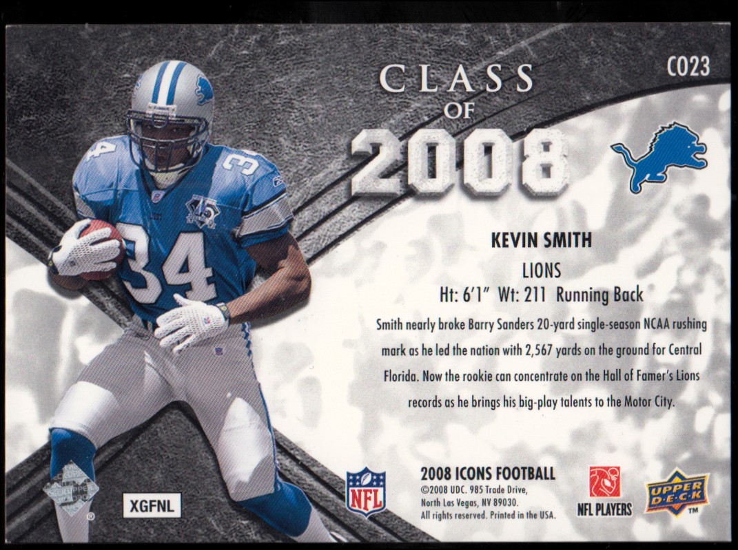 2008 Upper Deck Icons Class of 2008 Silver #CO23 Kevin Smith back image