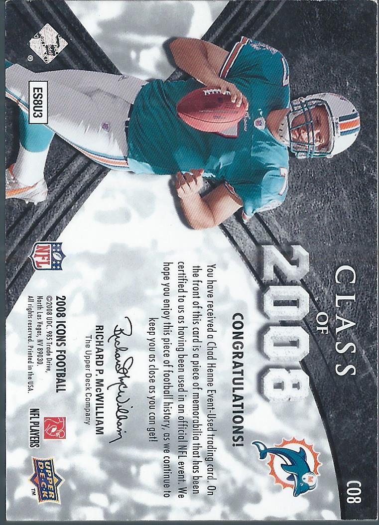 2008 Upper Deck Icons Class of 2008 Jersey Silver #CO8 Chad Henne back image