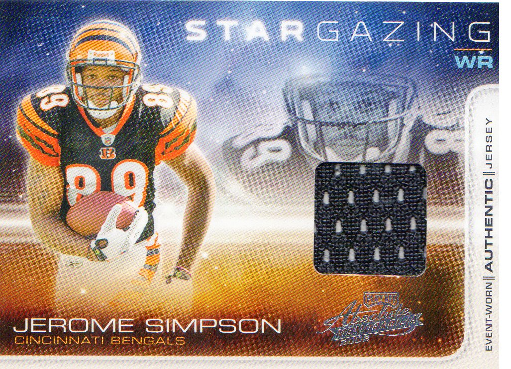 2008 Absolute Memorabilia Star Gazing Materials #10 Jerome Simpson - NM ...