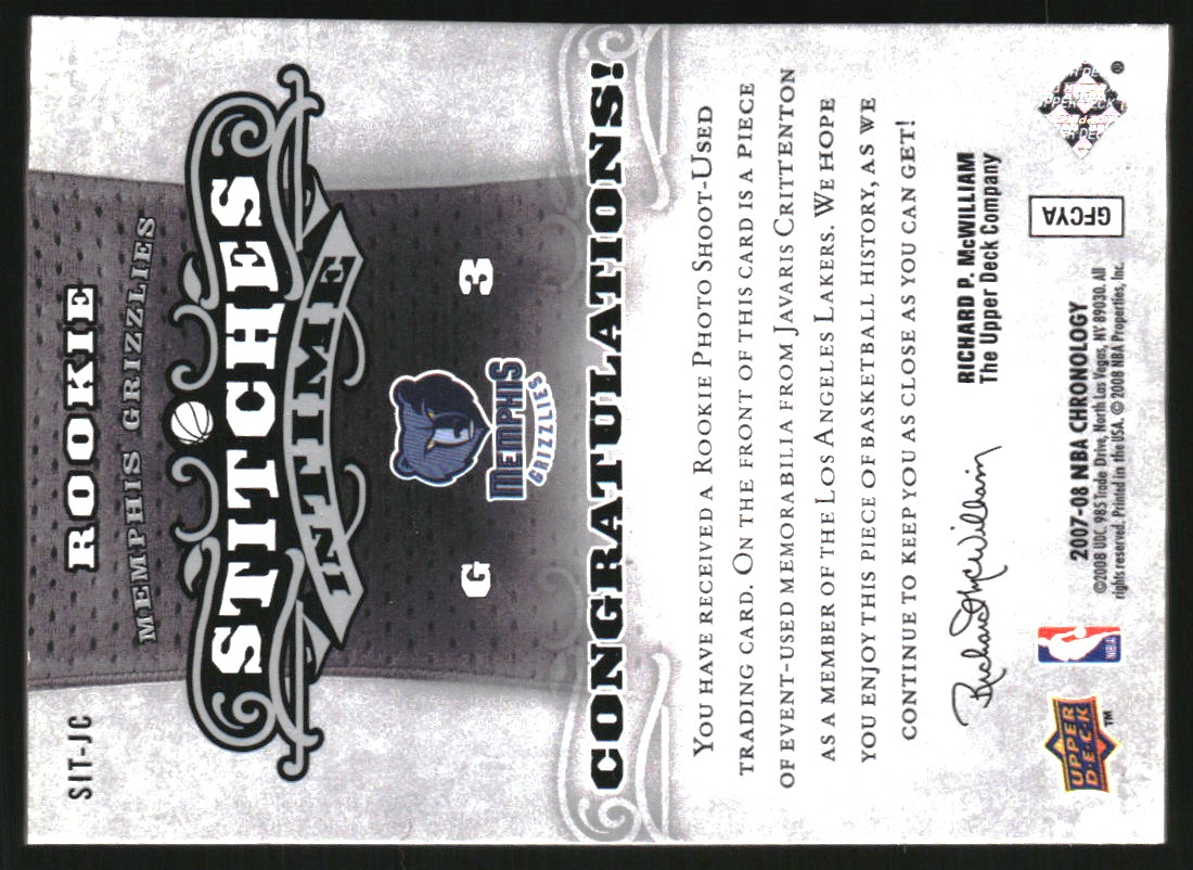 2007-08 Chronology Stitches in Time 50 #JC Javaris Crittenton