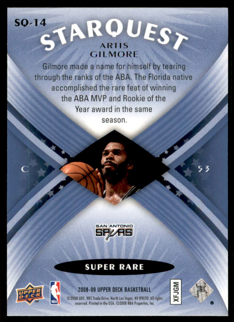 08 09 Upper Deck Starquest Cyan Sq14 Artis Gilmore Ebay