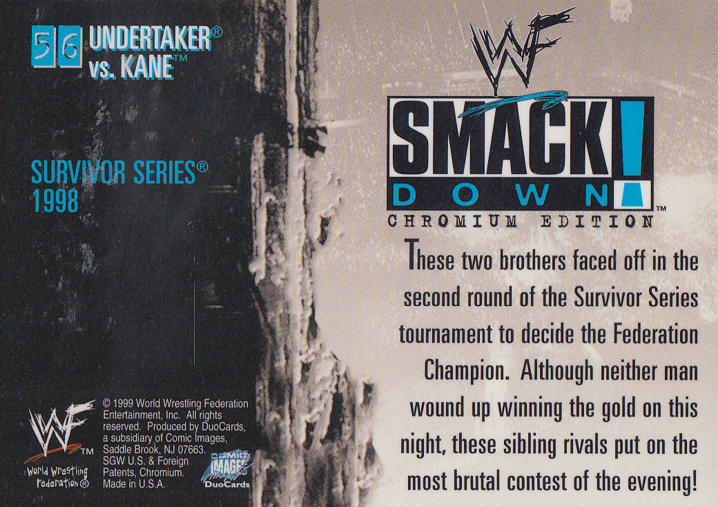 1999 Comic Images WWF SmackDown Chromium #56 The Undertaker/Kane back image