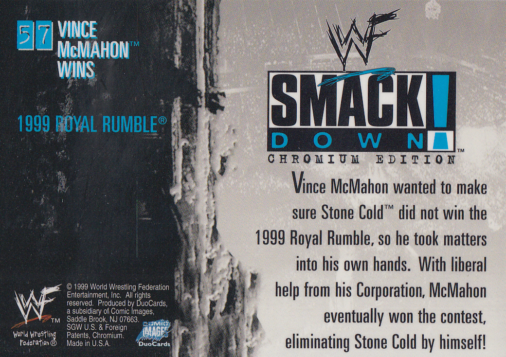 1999 Comic Images WWF SmackDown Chromium #57 Vince McMahon back image