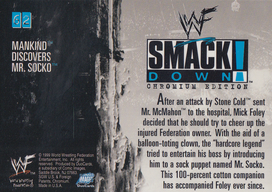 1999 Comic Images WWF SmackDown Chromium #62 Mankind/Vince McMahon back image