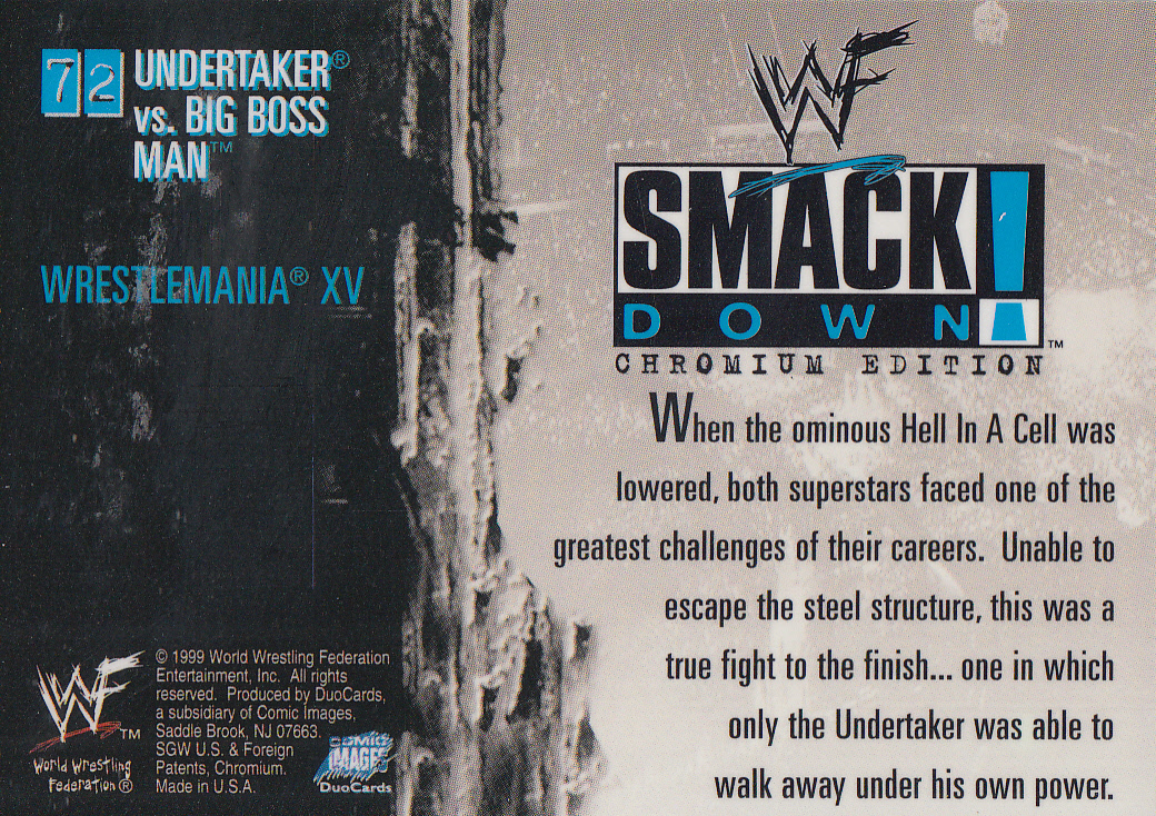 1999 Comic Images WWF SmackDown Chromium #72 The Undertaker/Big Boss Man back image