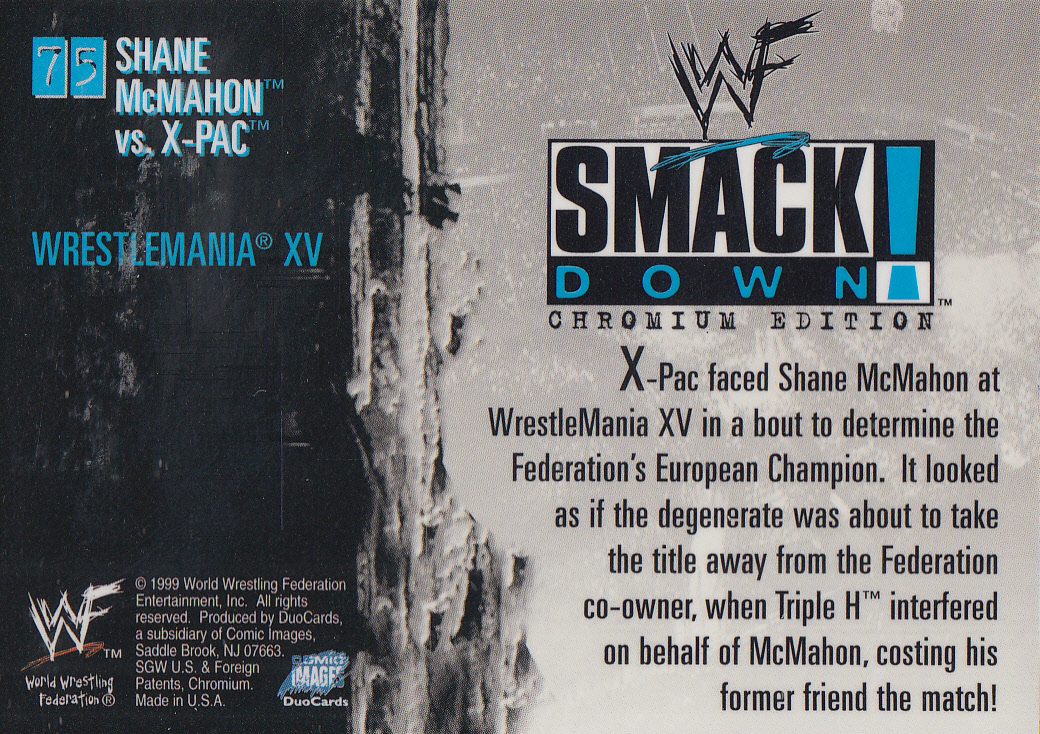 1999 Comic Images WWF SmackDown Chromium #75 Shane McMahon/X-Pac back image
