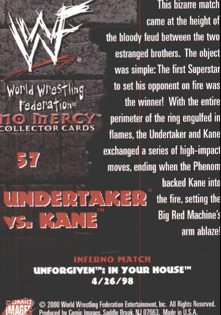 2000 Comic Images WWF No Mercy #57 The Undertaker/Kane back image