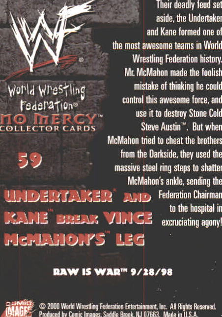 2000 Comic Images WWF No Mercy #59 Kane/Vince McMahon/The Undertaker back image