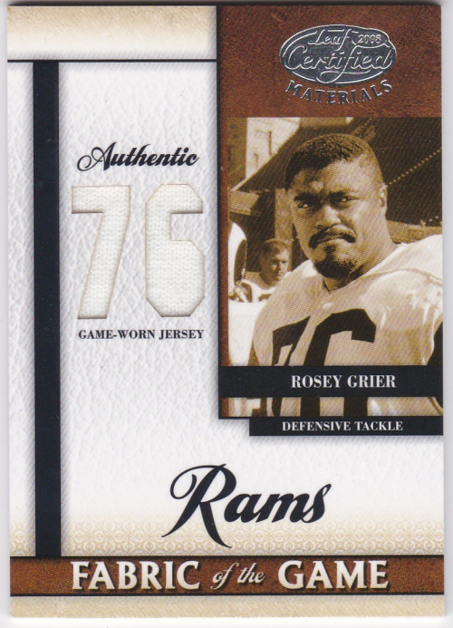 2008 Leaf Certified Materials Fabric of the Game Jersey Number #62 Rosey Grier/76