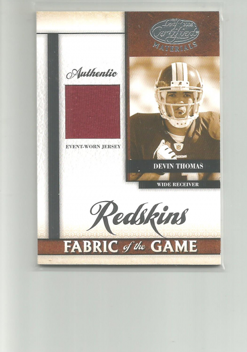 2008 Leaf Certified Materials Rookie Fabric of the Game #33 Devin Thomas