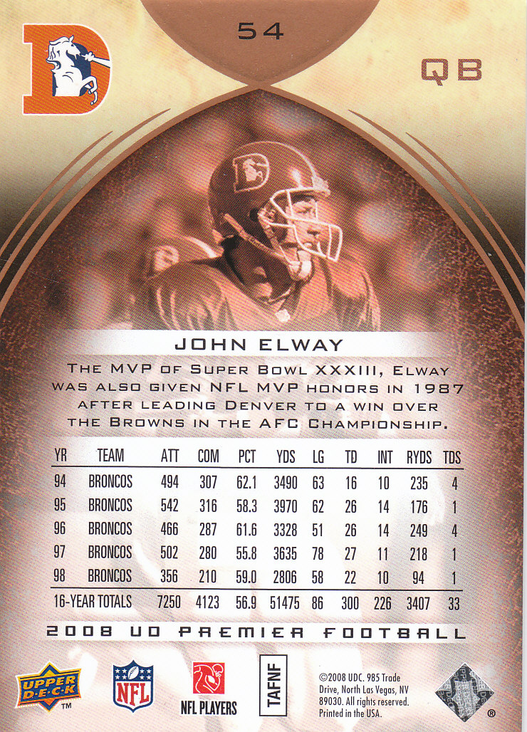 2008 Premier (Upper Deck) Football "Main and Parallel" Cards - Picture 11 of 15