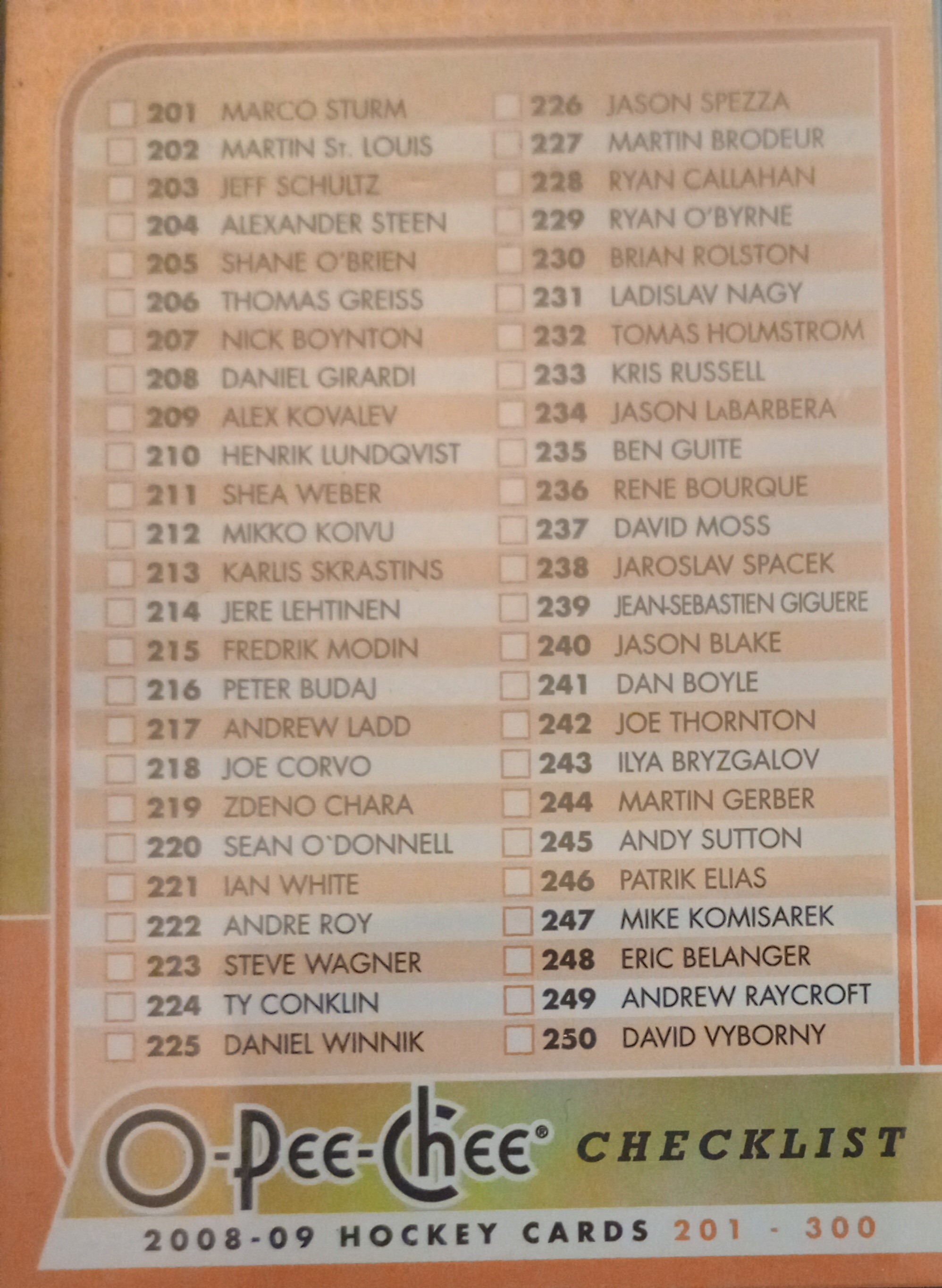 2008-09 O-Pee-Chee Hockey Gold Parallel Singles - You Choose - Picture 161 of 164