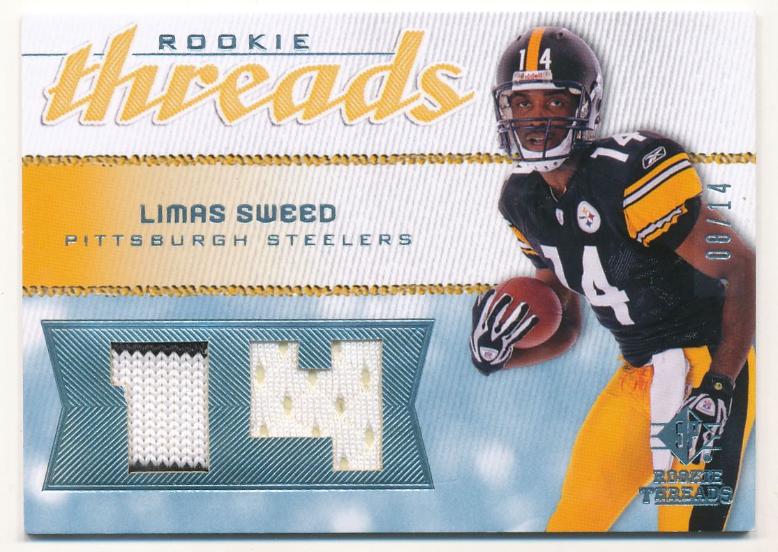 2008 SP Rookie Threads Rookie Threads Jersey Number #RTLS Limas Sweed/14