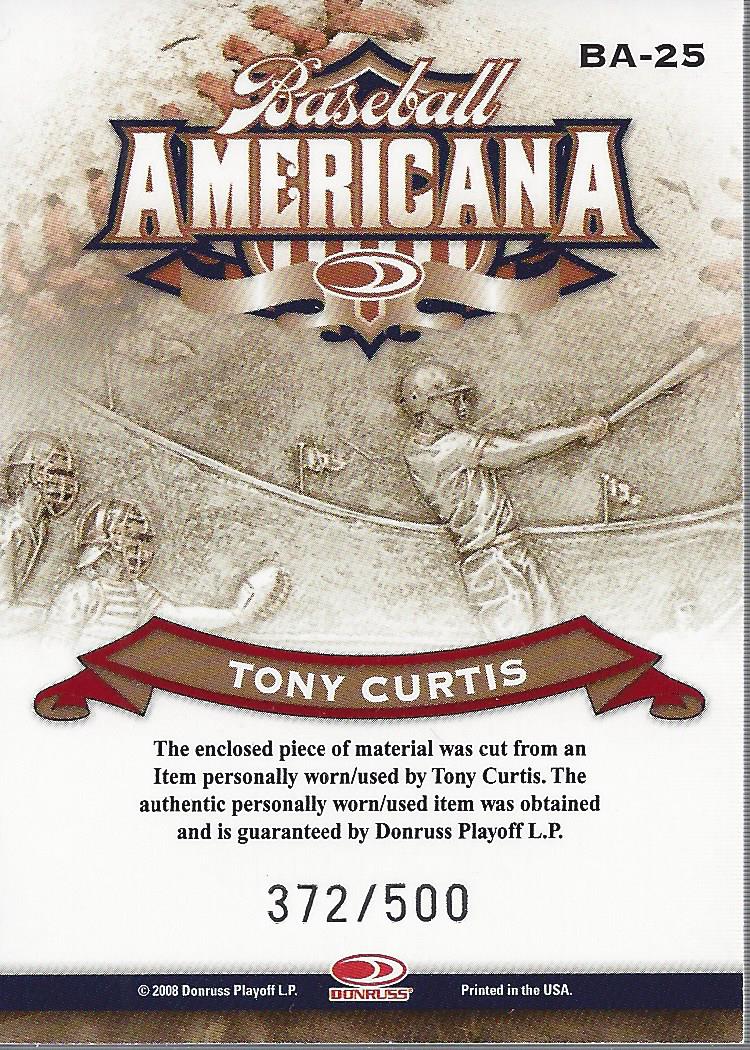 2008 Donruss Threads Baseball Americana Materials #25 Tony Curtis/500 back image