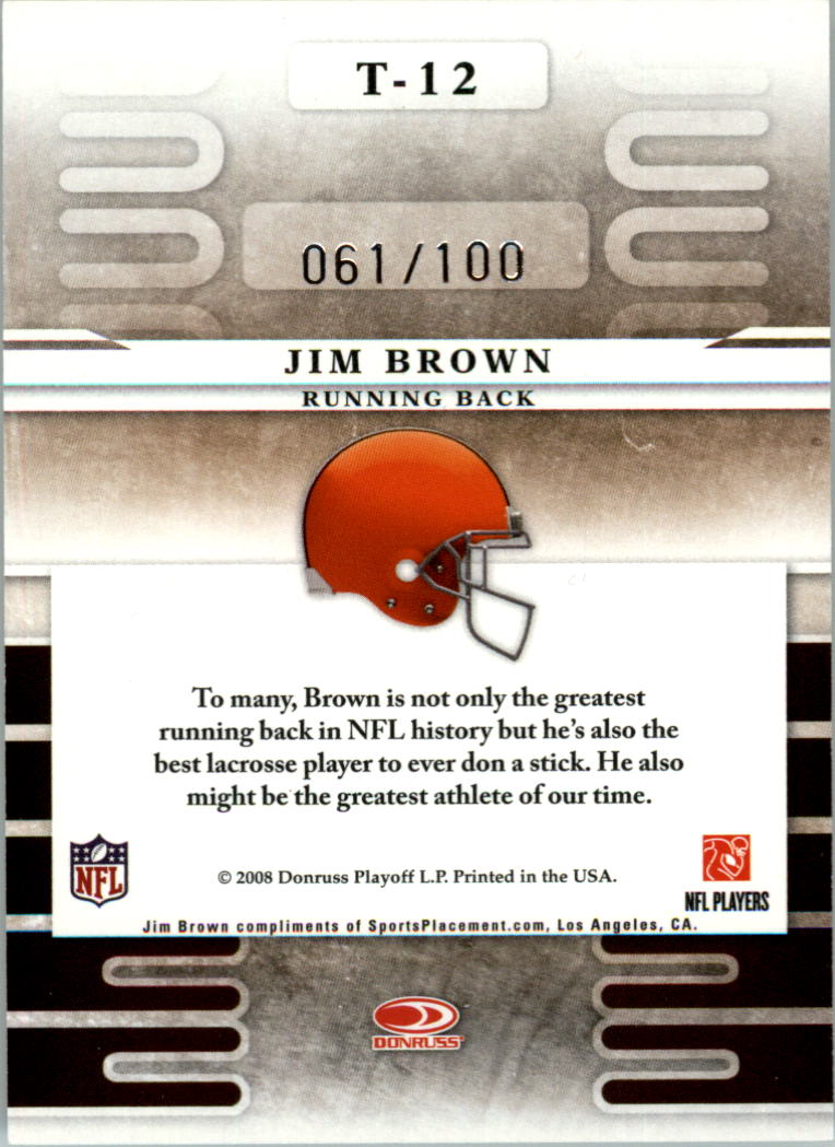 2008 Leaf Limited Team Trademarks Holofoil #12 Jim Brown back image