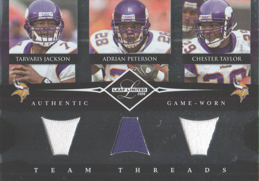 2008 Leaf Limited Team Threads Triples #9 Tarvaris Jackson/Adrian Peterson/Chester Taylor