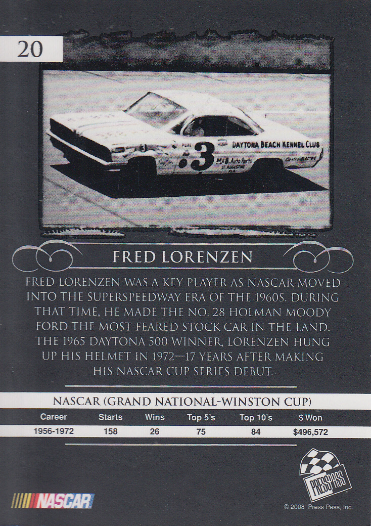 2008 Press Pass Legends Bronze #20 Fred Lorenzen back image