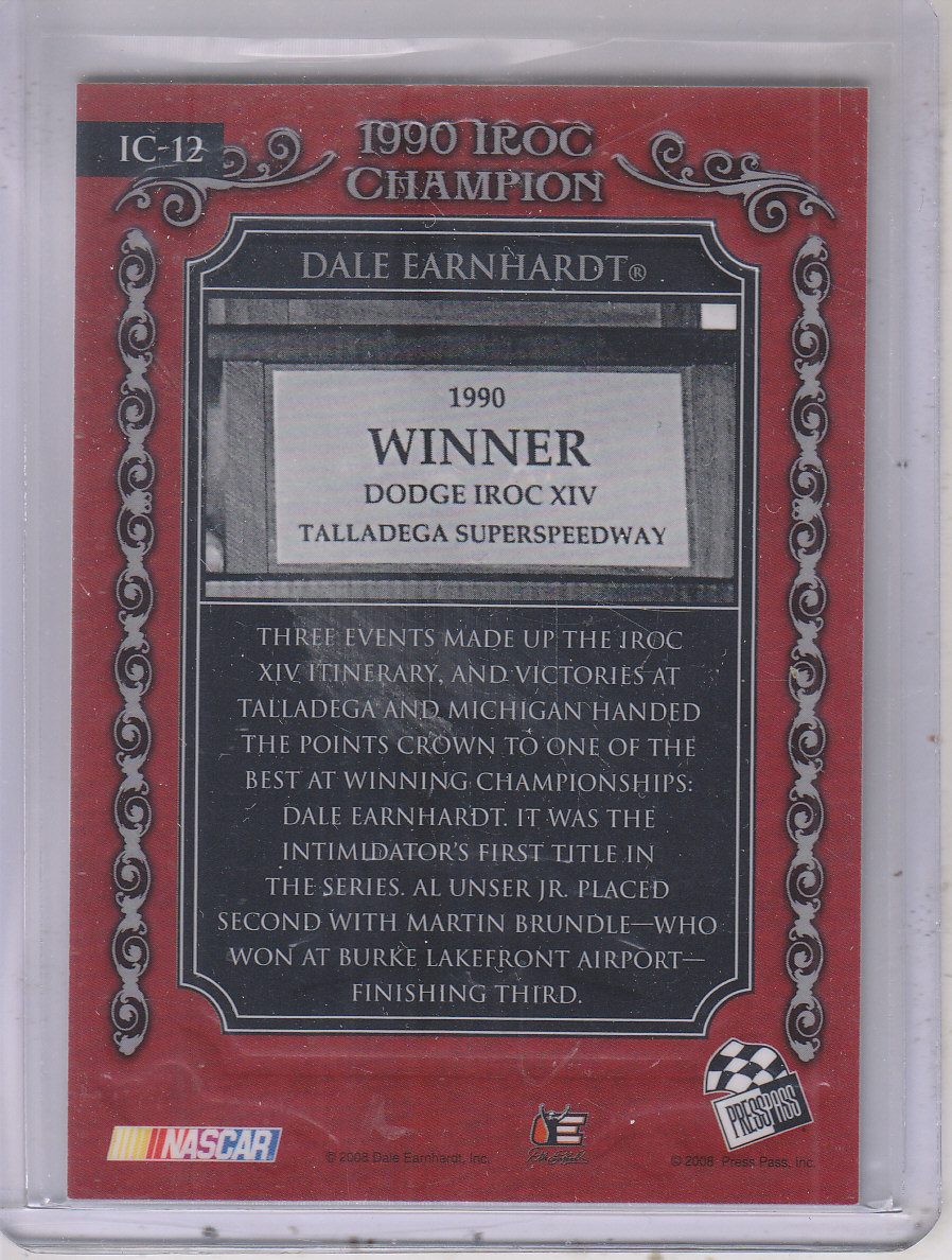 2008 Press Pass Legends IROC Champions #I12 Dale Earnhardt back image