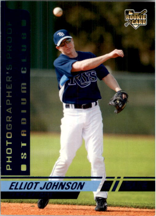 2008 Stadium Club Photographer's Proof Blue #129b Elliot Johnson VAR/Throwing to first base