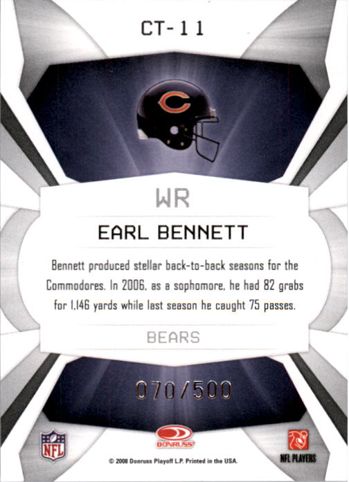 2008 Leaf Rookies and Stars Crosstraining Gold #11 Earl Bennett back image