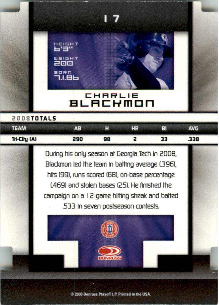 2008 Donruss Elite Extra Edition Aspirations #17 Charlie Blackmon back image
