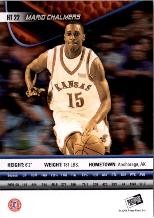 2008 Press Pass Collector's Series Box Set #22 Mario Chalmers back image