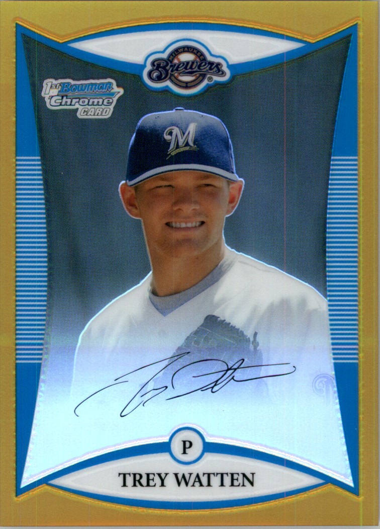 2008 Bowman Chrome Draft Prospects Gold Refractors #BDPP27 Trey Watten DP