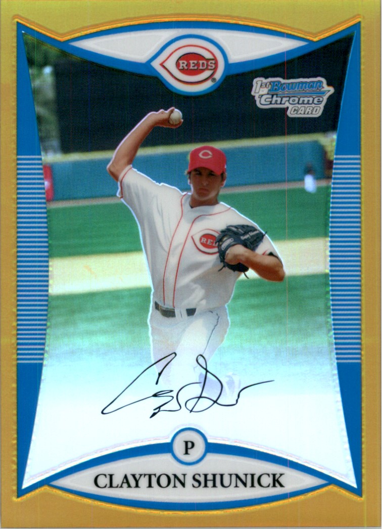 2008 Bowman Chrome Draft Prospects Gold Refractors #BDPP39 Clayton Shunick DP