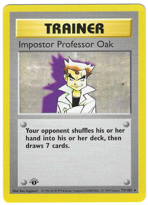 1999 Pokemon Base 1st Edition #73  Impostor Professor Oak R/Thick Stamp