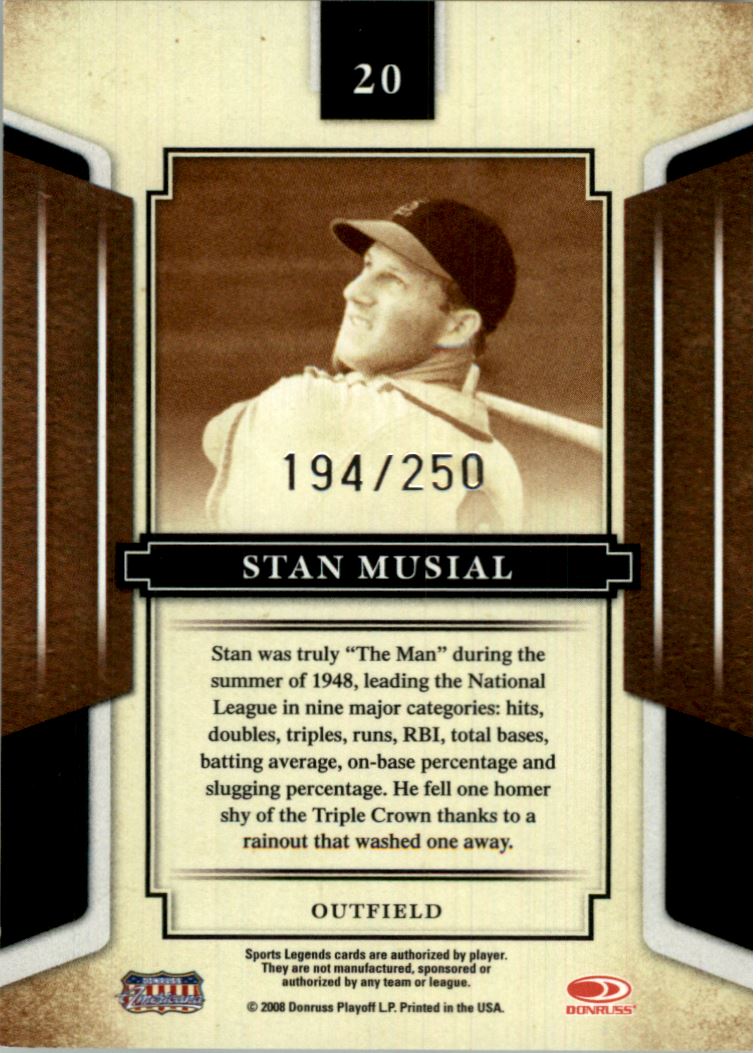 2008 Donruss Sports Legends Mirror Red #20 Stan Musial