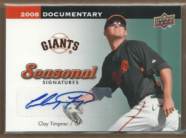 2008 Upper Deck Documentary Seasonal Signatures #CT Clay Timpner