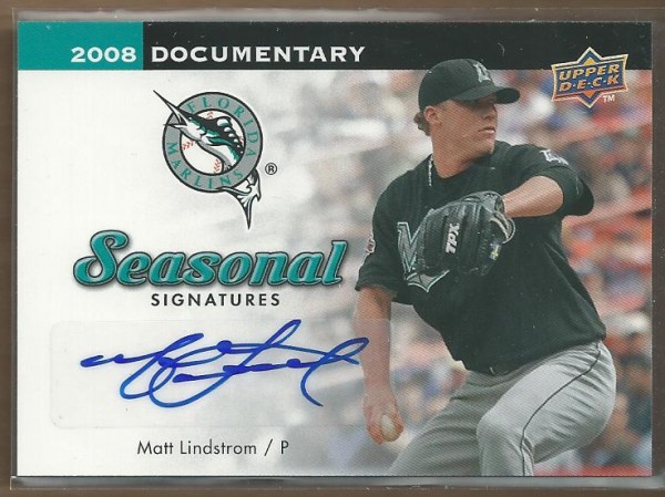 2008 Upper Deck Documentary Seasonal Signatures #ML Matt Lindstrom