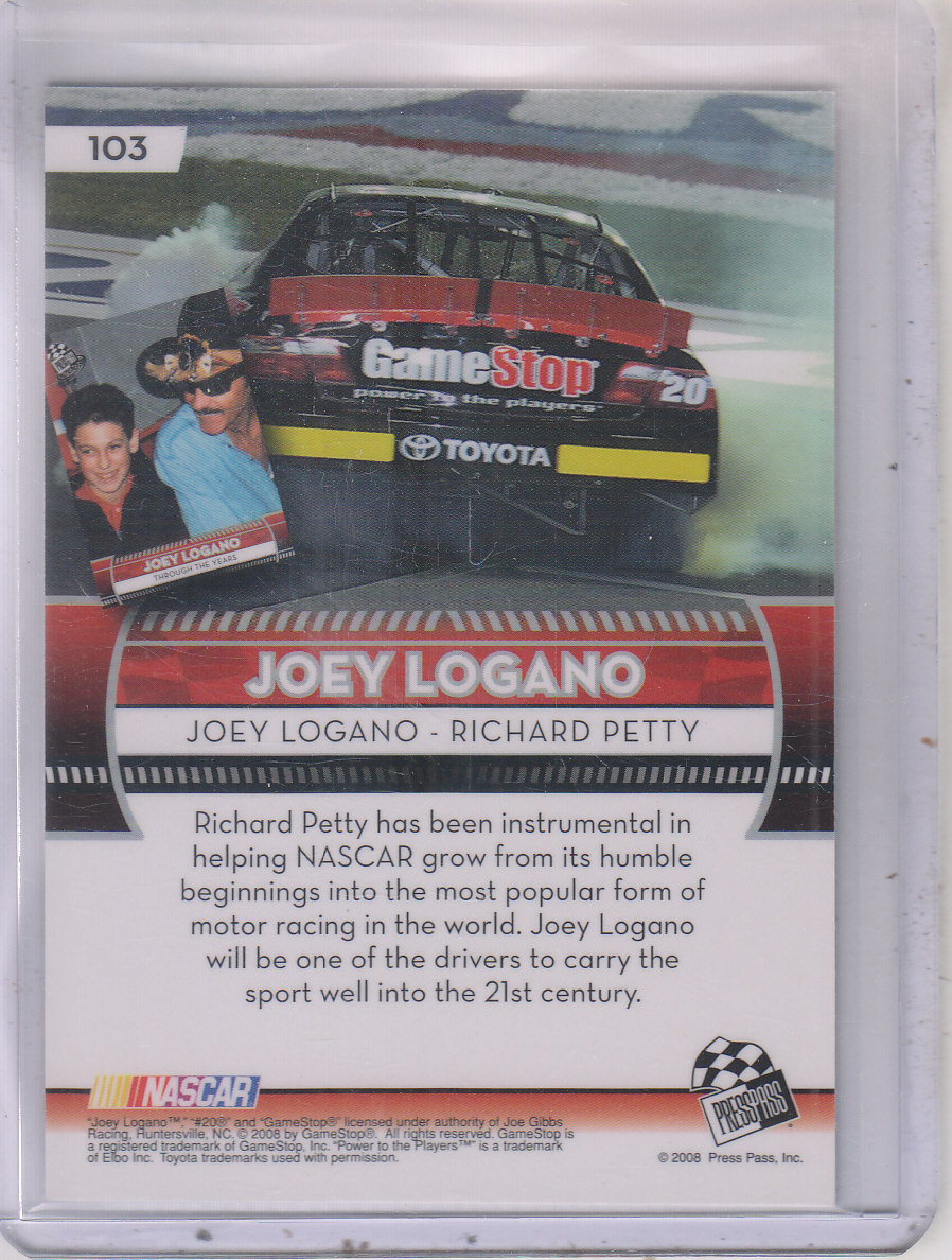 2009 Press Pass Gold Holofoil #103 Joey Logano TTY back image